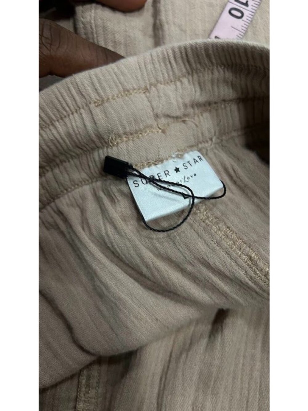 Super Star Pants Size L Beige Cotton Cargo Gauzy Boho Pants Relaxed Fit Cropped - Picture 3 of 8